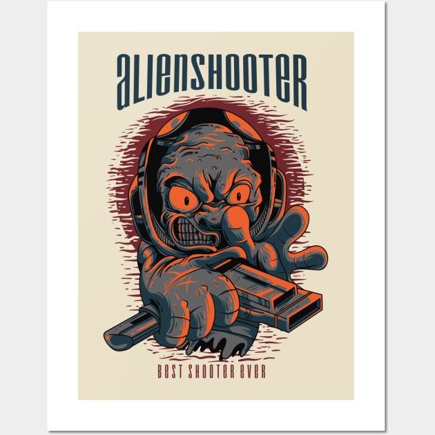 Alien Shooter Guns Wall Art by Pixel Poetry